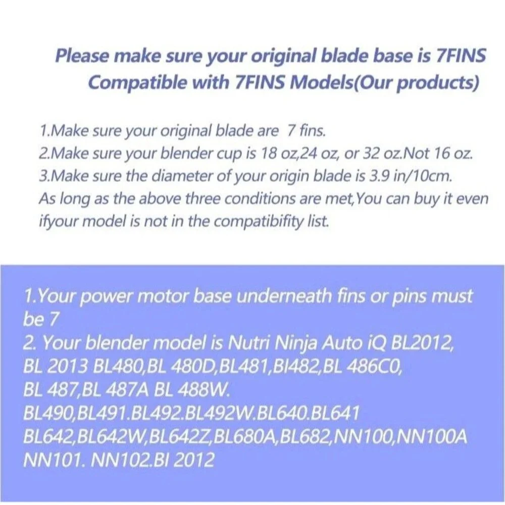 Replacement Extractor 7 Fin Blade Nutri Ninja Auto IQ Blender BL770 BL660 BL663